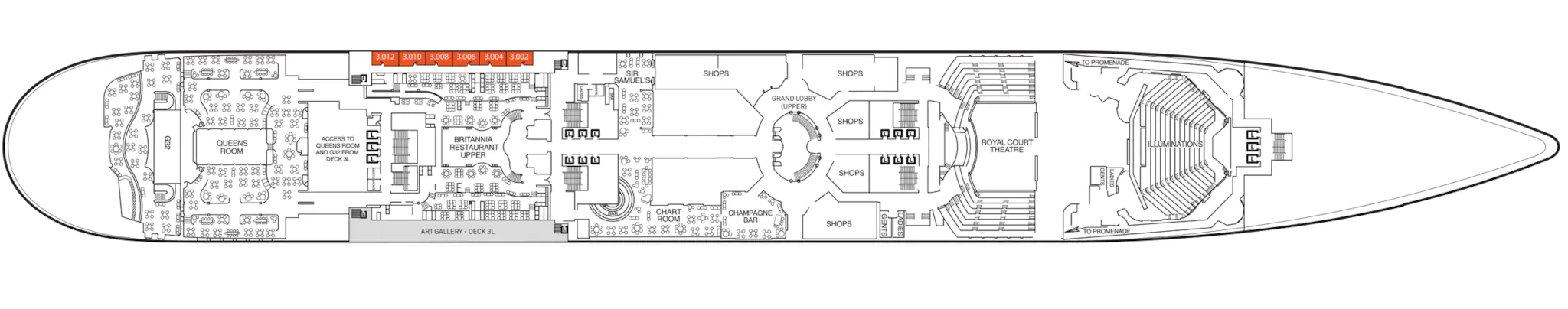 Pont 3 - Deck 03 - Queen Mary 2